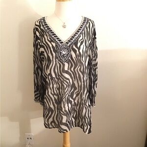 Zebra Print V-Neck Women's Top